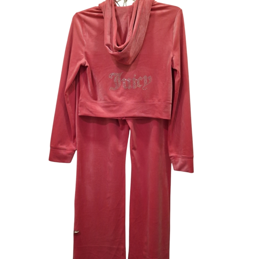 Juicy Couture Rose Pink Velour Track Pants & Hoodie Set